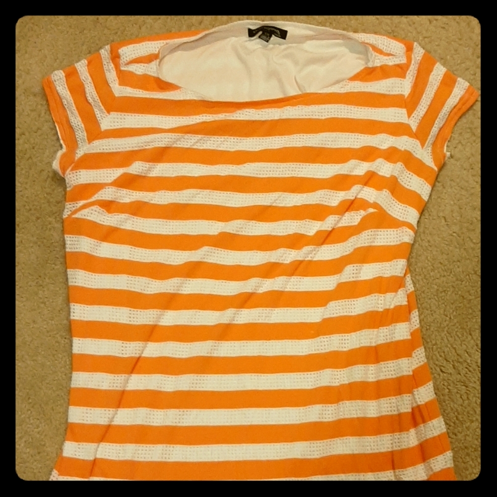 Orand and white stripped (plus) size women dress